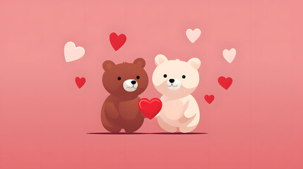 Valentines Day Wallpaper, Hearts, bears in love