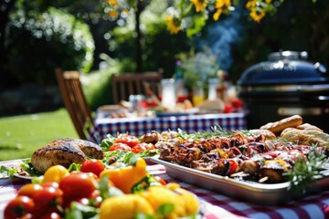 Vibrant American Picnic Bbq In The Sunny Garden: Day Of Fun And Delight