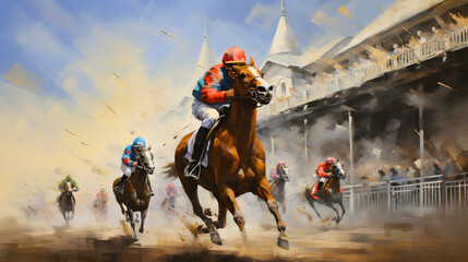 horse racing painting 