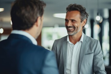 Middle aged businessman shaking hands with colleague