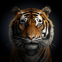Fototapeta premium portrait of a tiger with grey background
