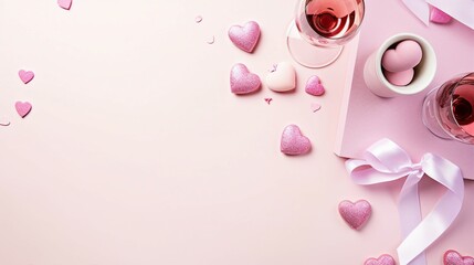 Captivating Valentines Day Decor: Love, Romance, and Joy in a Stylish Composition of Red Hearts and Giftboxes - Celebrate Passion and Connection with this Creative Concept Image.