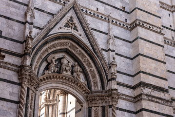 Portal decoration of the aisle enlarged transept of the Siena cathedral