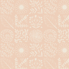 Obraz premium Pattern with gentle tones. Plant elements. Vector illustration. For print.