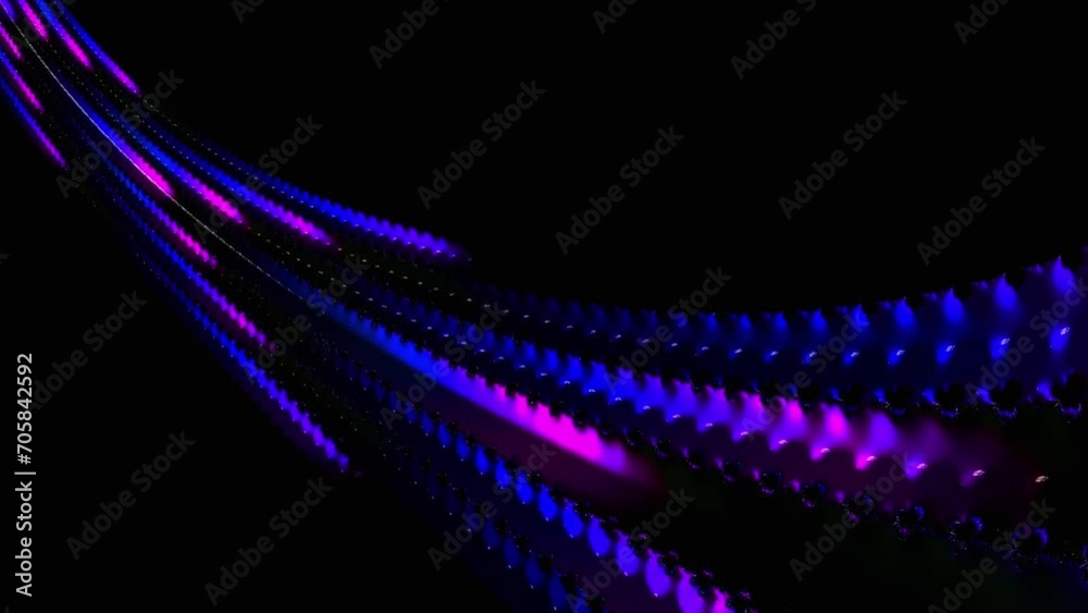 Poster spotted line flowing on black background. speed, big data loop able animation