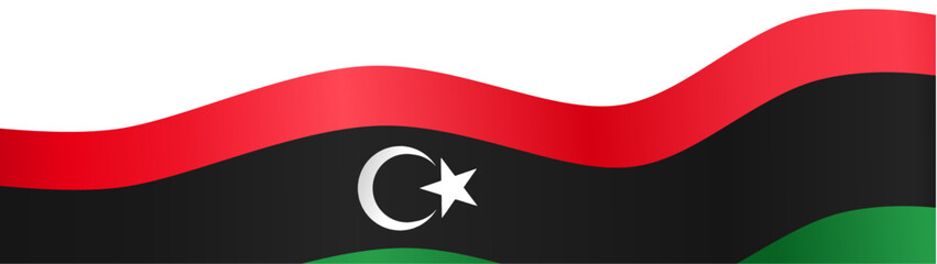 Libya flag wave isolated on png or transparent background vector illustration.