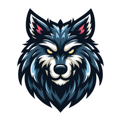 Wild brave animal wolf dog fox head face mascot design vector illustration, logo template isolated on white background - obrazy, fototapety, plakaty