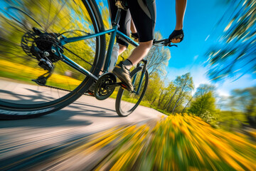 Naklejka premium Cycling Amidst Spring's Splendor
