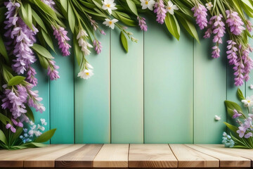 Fototapeta na wymiar flowers on wooden background