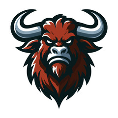 wild strong animal bull head face mascot design vector illustration, logo template isolated on white background