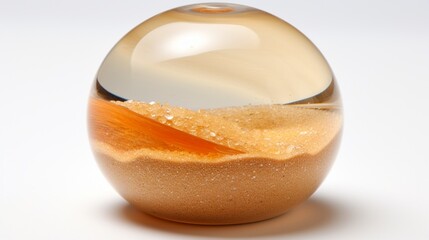 a sand-filled paperweight, with clear resin encasing vibrant sands, creating a functional and visually appealing desk accessory.
