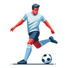 Fototapeta premium soccer player men athlete vector design, colourful style football game male player illustration, player kicking ball template isolated on white background
