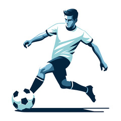 Naklejka premium soccer player men athlete vector design, colourful style football game male player illustration, player kicking ball template isolated on white background