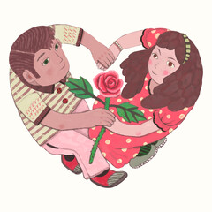 Love, romantic and valentine concept. watercolor vector illustration.