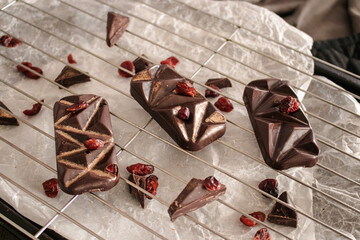 Mini dark chocolate bars with cranberries