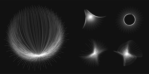 Abstract Circular Geometric Shape. Lines Circle Design. Round Dynamic Shape. Spiral Vector Illustration. Lines in Round Circle Form. Black and White Minimal Style Geometric Design. Vector illustration