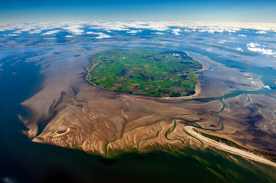 F&ouml;hr, Insel im Wattenmeer als Luftbild, Schleswig-Holstein, Deutschland