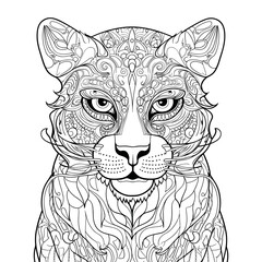 Cougar illustration coloring page - coloring book