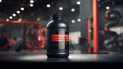 sport nutrition on gym background