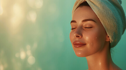 Fototapeta premium Harmony in Green: Golden Hour Spa Serenity