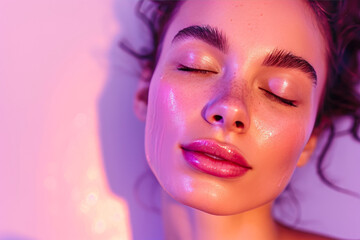 Evening Elegance: Soft Lilac Beauty Treatment Portrait