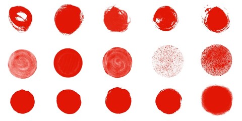 Sammlung von Pinsel Kreisen mit roter Farbe - obrazy, fototapety, plakaty