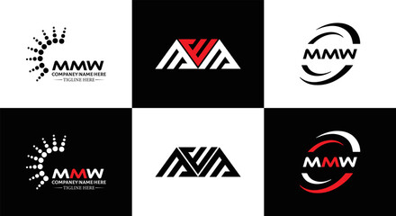 MMW logo. M M W design. White MMW letter. MMW, M M W letter logo design. Initial letter MMW letter logo set, linked circle uppercase monogram logo. M M W letter logo vector design.	
