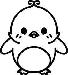 cute bird illustration in simple line style