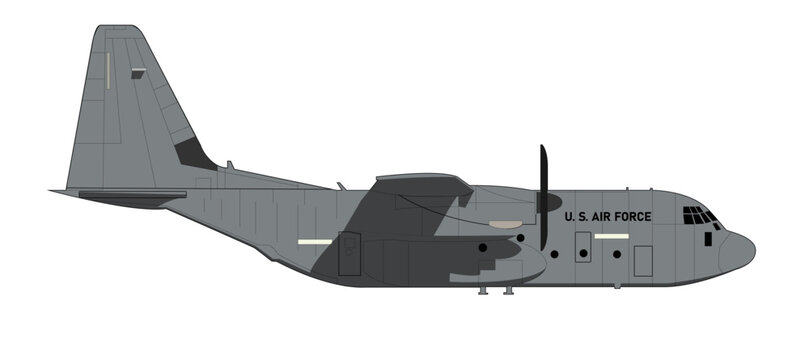 Lockheed Martin C-130J (USAF Paint Scheme) Side View Vector Drawing