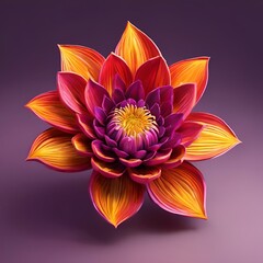 AI generated illustration of A vibrant orange flower on a rich purple background.