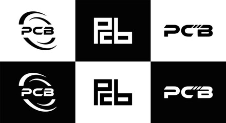 PCB logo. P C B design. White PCB letter. PCB, P C B letter logo design. Initial letter PCB letter logo set, linked circle uppercase monogram logo. P C B letter logo vector design.	
