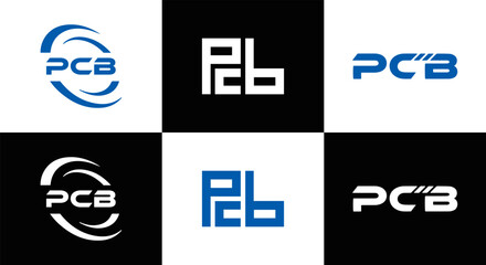 PCB logo. P C B design. White PCB letter. PCB, P C B letter logo design. Initial letter PCB letter logo set, linked circle uppercase monogram logo. P C B letter logo vector design.	
