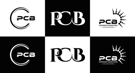PCB logo. P C B design. White PCB letter. PCB, P C B letter logo design. Initial letter PCB letter logo set, linked circle uppercase monogram logo. P C B letter logo vector design.	
