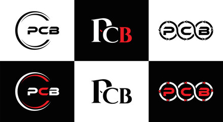 PCB logo. P C B design. White PCB letter. PCB, P C B letter logo design. Initial letter PCB letter logo set, linked circle uppercase monogram logo. P C B letter logo vector design.	
