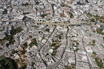 Aerial view of trulli of Alberobello village. Bari, Puglia, Italy