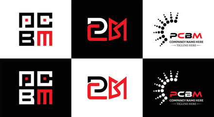 PCBM logo. P C B M design. White PCBM letter. PCBM, P C B M letter logo design. Initial letter PCBM letter logo set, linked circle uppercase monogram logo. P C B M letter logo vector design.	
