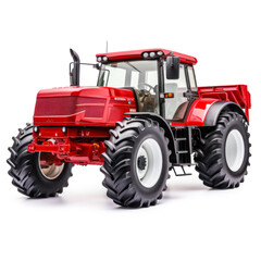 Fototapeta na wymiar Red color tractor on white background