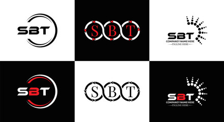 SBT logo. S B T design. White SBT letter. SBT, S B T letter logo design. Initial letter SBT letter logo set, linked circle uppercase monogram logo. S B T letter logo vector design.	
