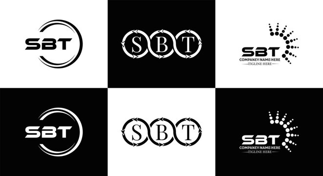 SBT logo. S B T design. White SBT letter. SBT, S B T letter logo design. Initial letter SBT letter logo set, linked circle uppercase monogram logo. S B T letter logo vector design.	
