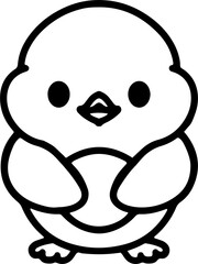 cute bird illustation in simple line style