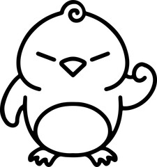 cute bird illustation in simple line style