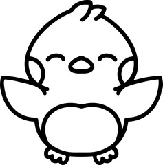 cute bird illustation in simple line style