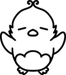 cute bird illustation in simple line style