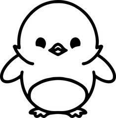 cute bird illustation in simple line style