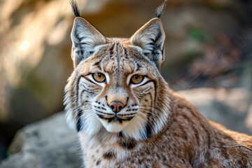 Naklejka na ściany i meble The majestic gaze of a Lynx in its natural habitat