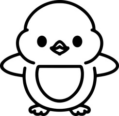 cute bird illustation in simple line style