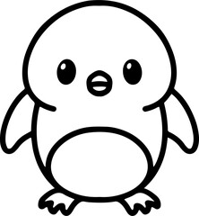 cute bird illustation in simple line style