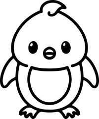 cute bird illustation in simple line style