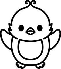 cute bird illustation in simple line style