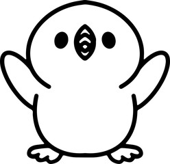 cute bird illustation in simple line style